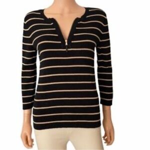 NWOT Lauren Ralph Lauren Cotton Rib Stripe Zip Henley Size L